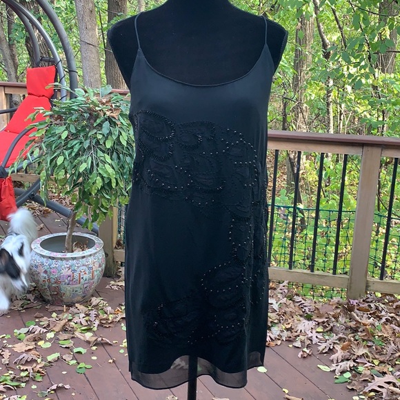 Jenny Hahn sheer black slip dress with beaded detail. - Picture 2 of 8